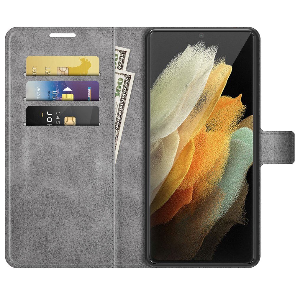 Leather Wallet Galaxy S22 Ultra Grey