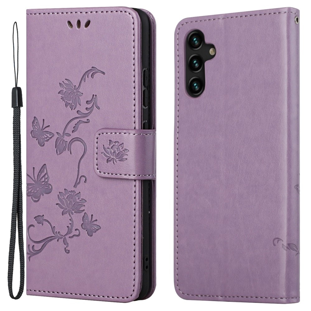 Læderetui Sommerfugle Samsung Galaxy A04s Lilla