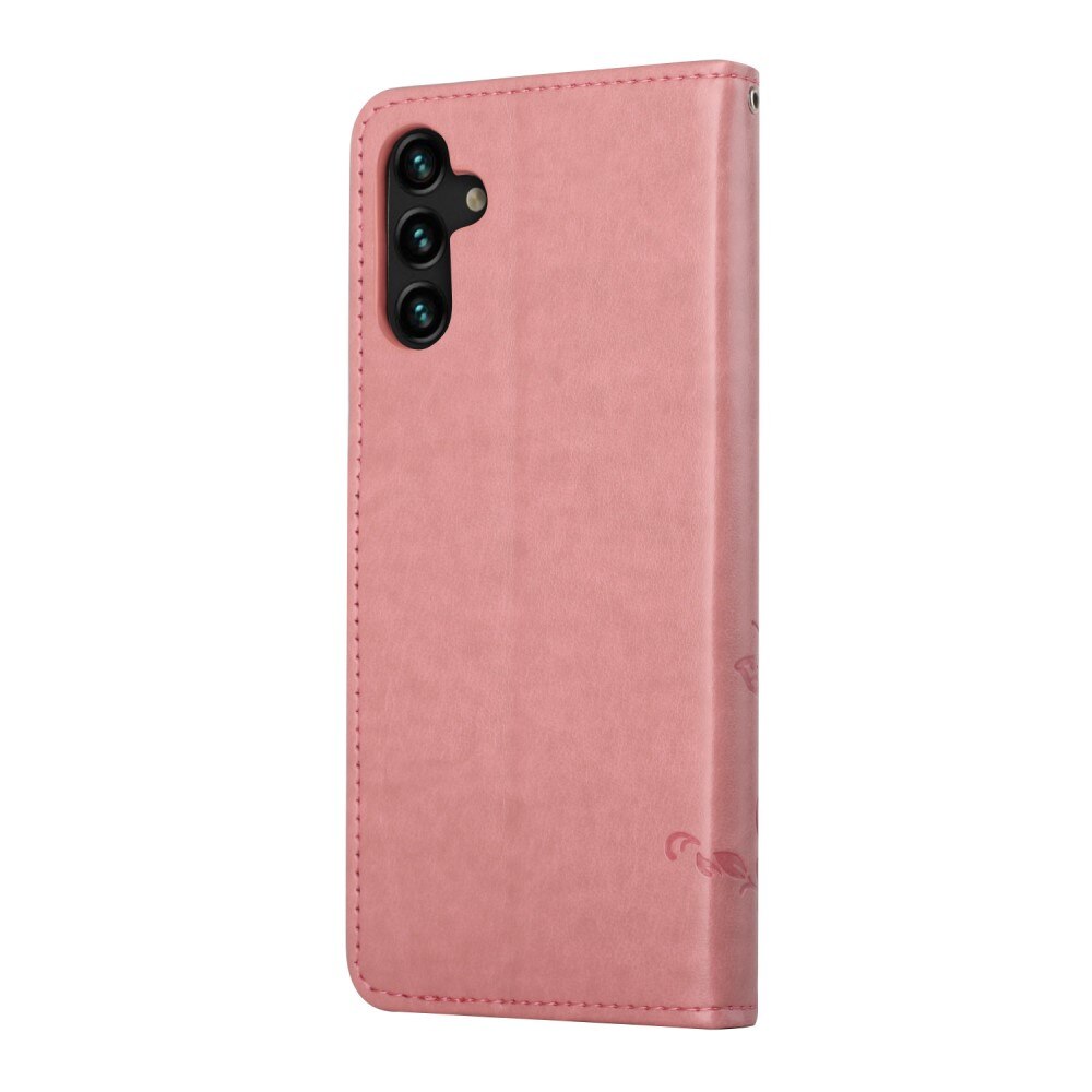 Læderetui Sommerfugle Samsung Galaxy A04s Lyserød