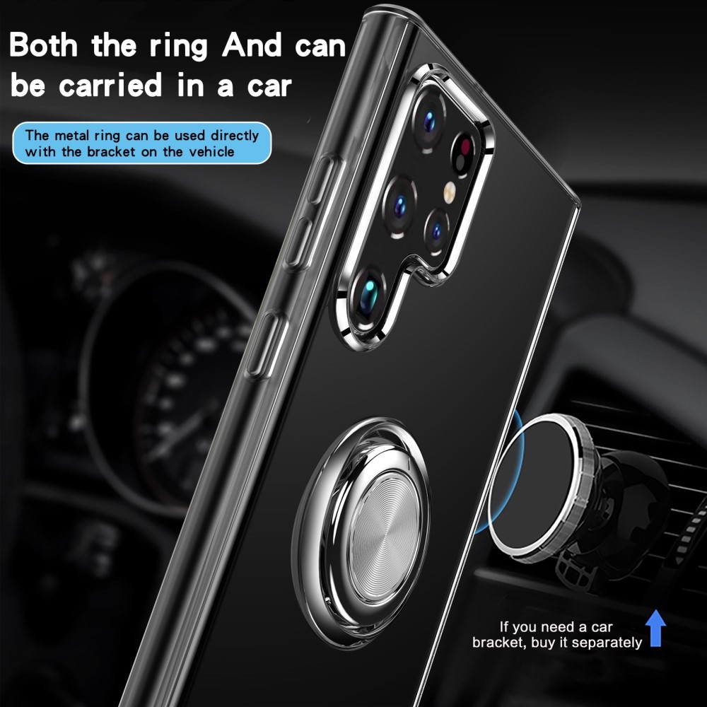 TPU Cover Finger Ring Kickstand Samsung Galaxy S22 Ultra Gennemsigtig