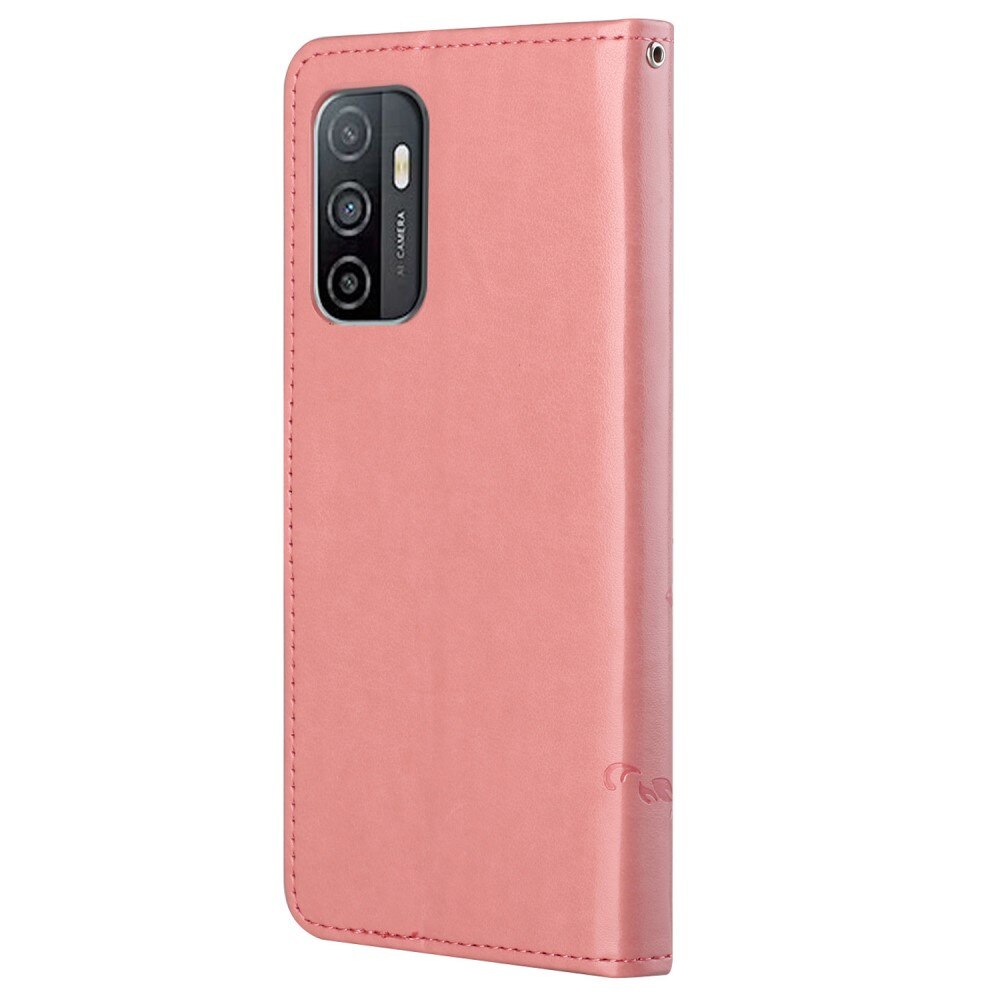 Læderetui Sommerfugle Samsung Galaxy A53 Lyserød
