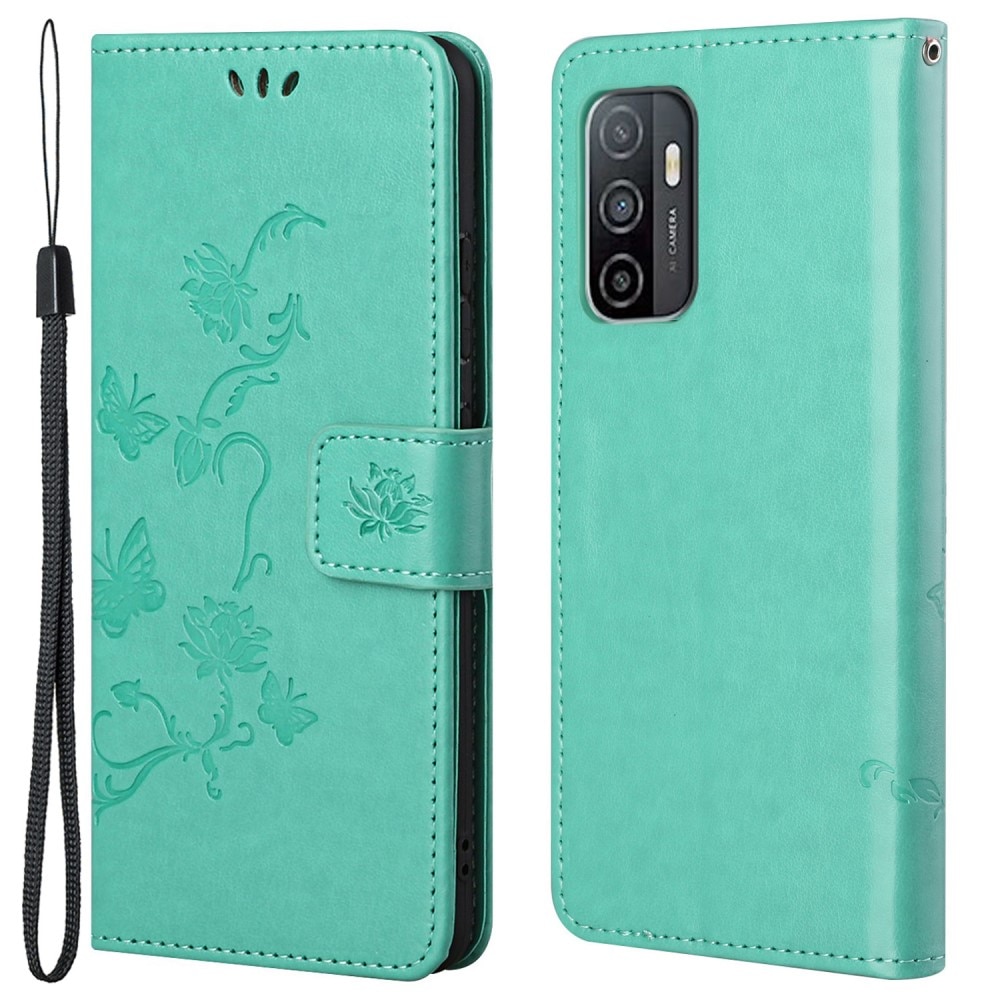 Læderetui Sommerfugle Samsung Galaxy A53 Grøn