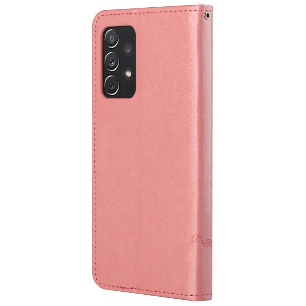 Læderetui Sommerfugle Samsung Galaxy A73 5G Lyserød