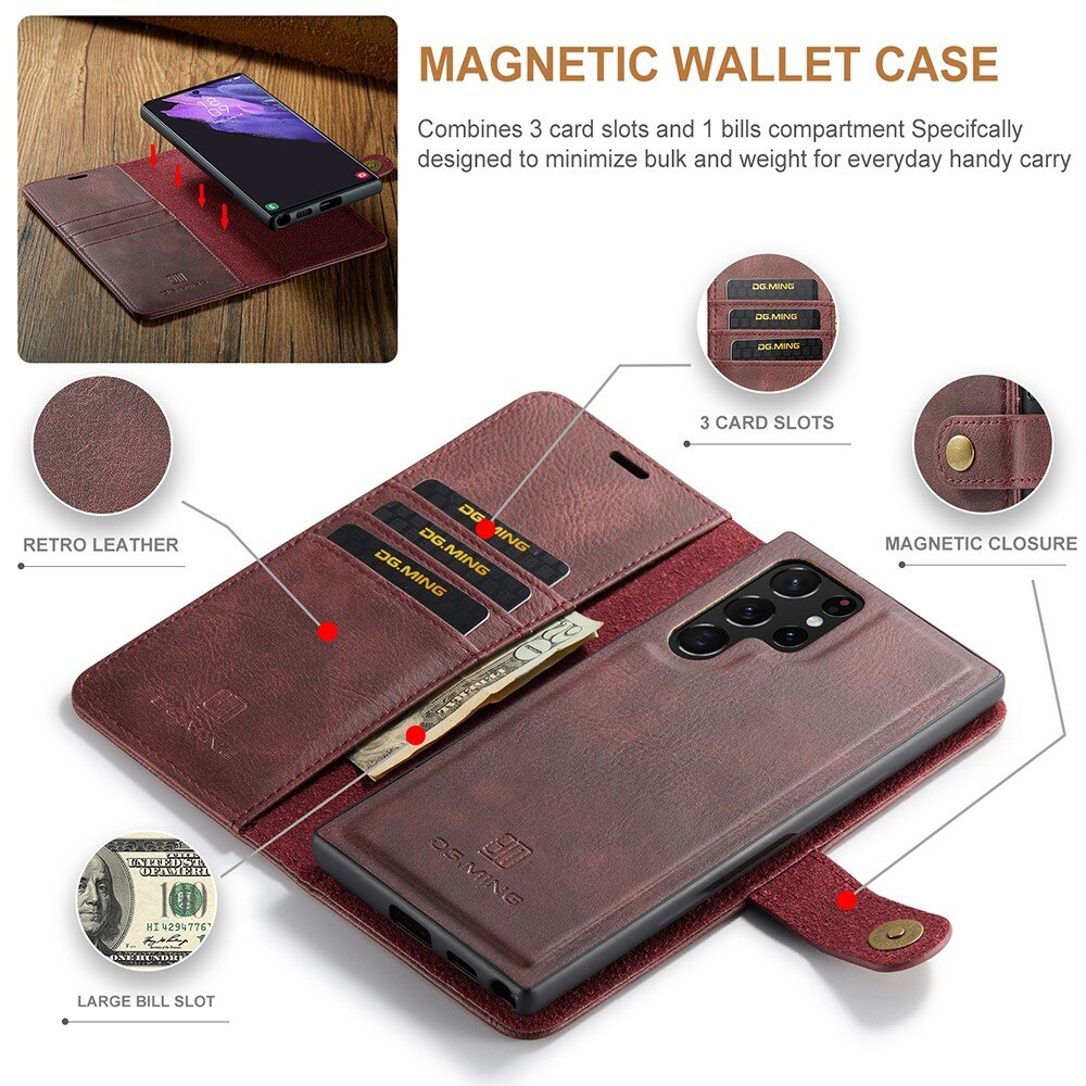 Magnet Wallet Samsung Galaxy S22 Ultra Rød