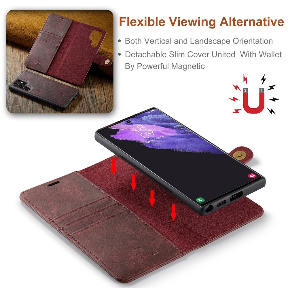 Magnet Wallet Samsung Galaxy S22 Ultra Rød