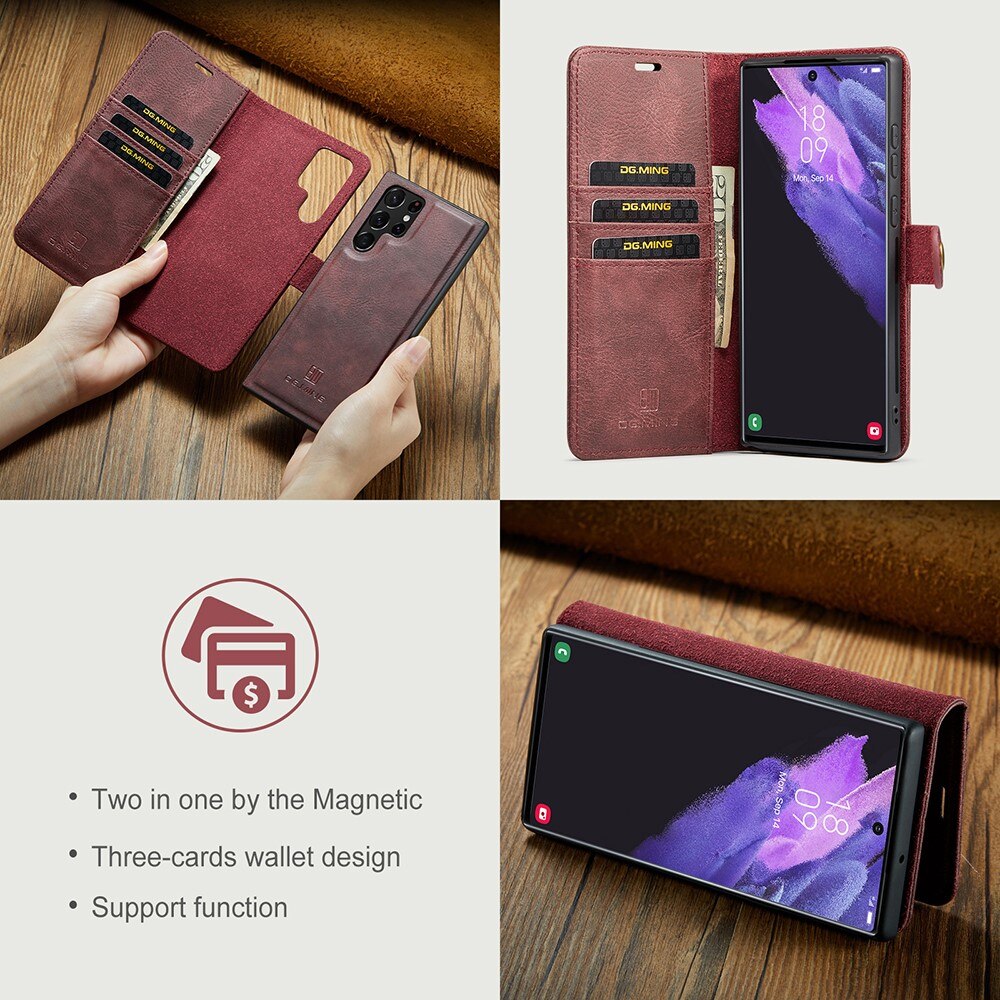 Magnet Wallet Samsung Galaxy S22 Ultra Rød