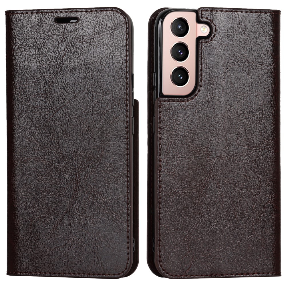 Mobiltaske Ægte Læder Samsung Galaxy S22 mørkebrun