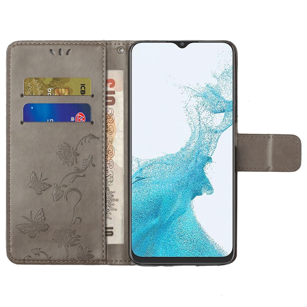 Læderetui Sommerfugle Samsung Galaxy A23 Grå
