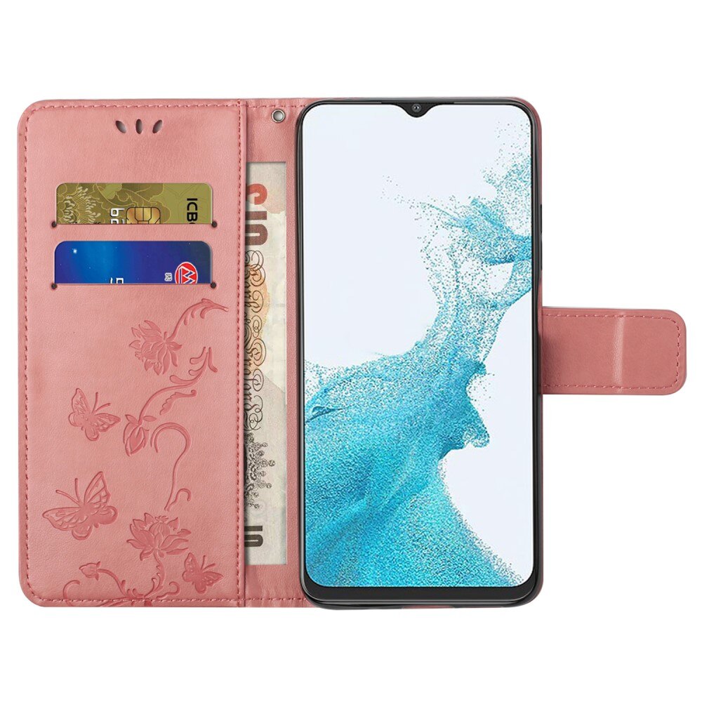 Læderetui Sommerfugle Samsung Galaxy A23 Lyserød