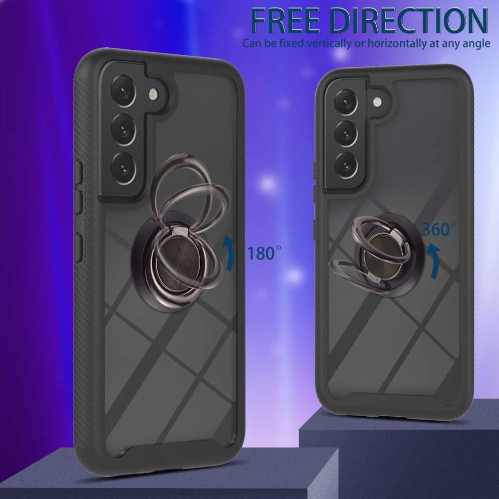 Full Cover Case ringholder Samsung Galaxy S22 sort
