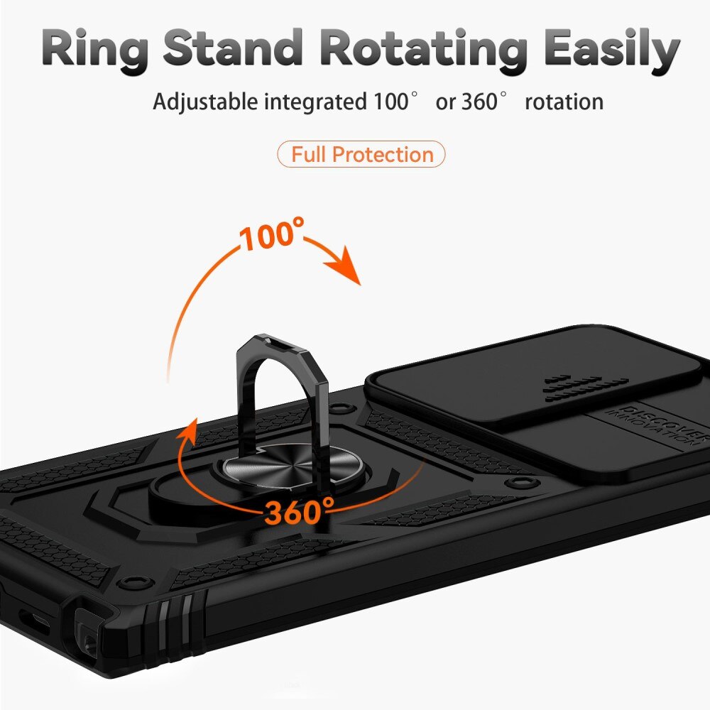 Hybridcover Ring+Camera Protection Samsung Galaxy S22 Ultra svart