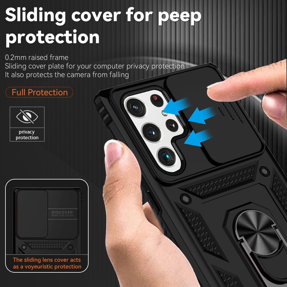 Hybridcover Ring+Camera Protection Samsung Galaxy S22 Ultra svart