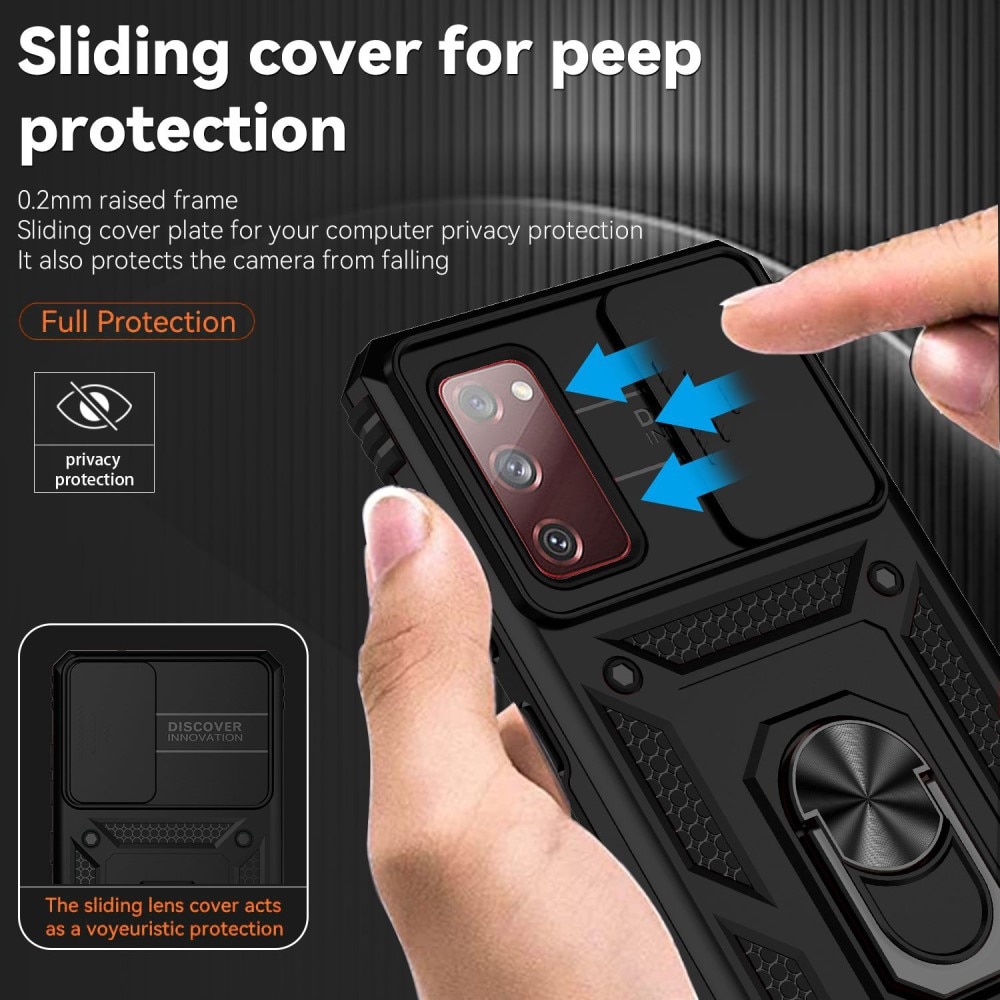 Hybridcover Tech Ring+Kamerabeskyttelse Samsung Galaxy S20 FE sort