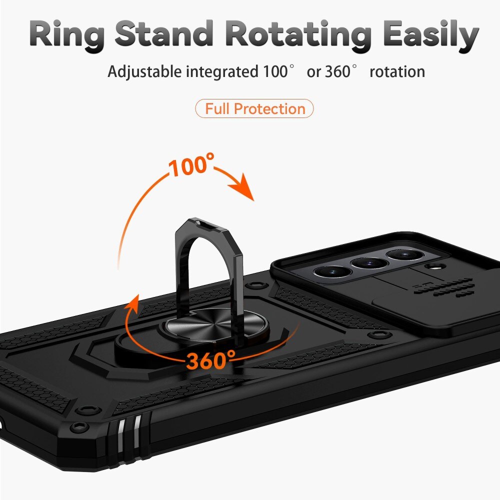 Hybridcover Tech Ring+Kamerabeskyttelse Samsung Galaxy S21 FE sort