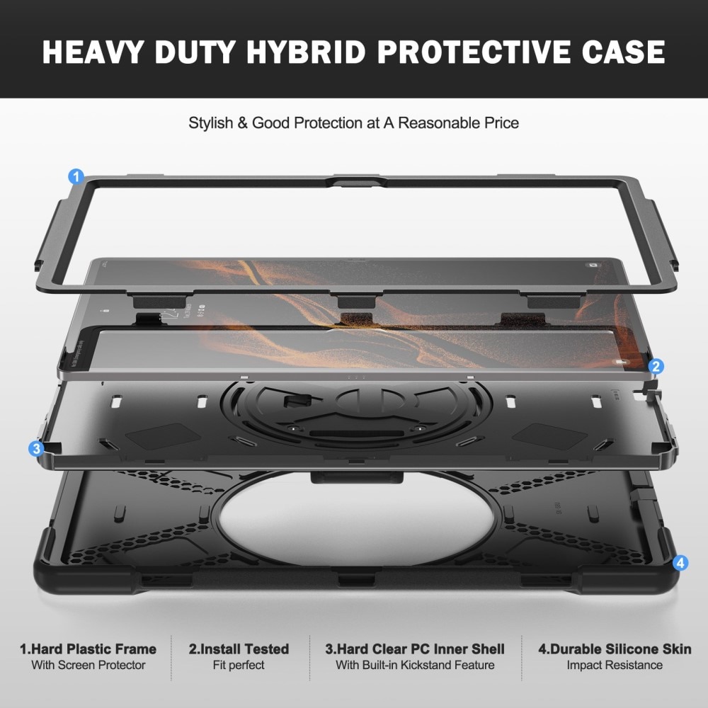 Stødsikker Hybridcover Samsung Galaxy Tab S8 Ultra sort