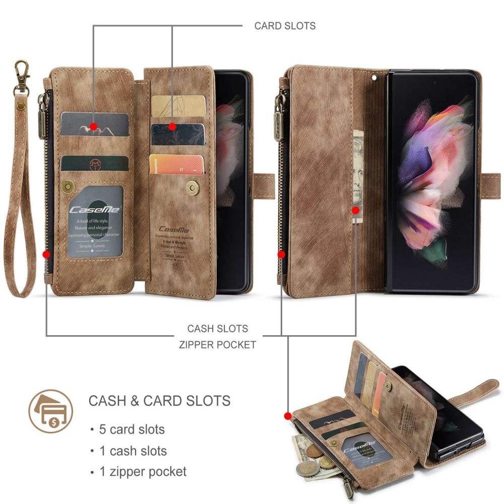 Zipper Wallet Samsung Galaxy Z Fold 3 brun