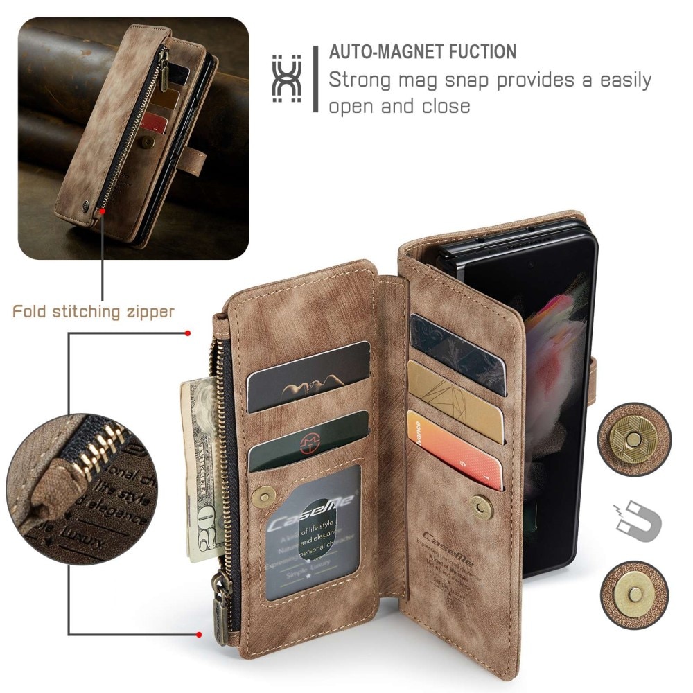 Zipper Wallet Samsung Galaxy Z Fold 3 brun