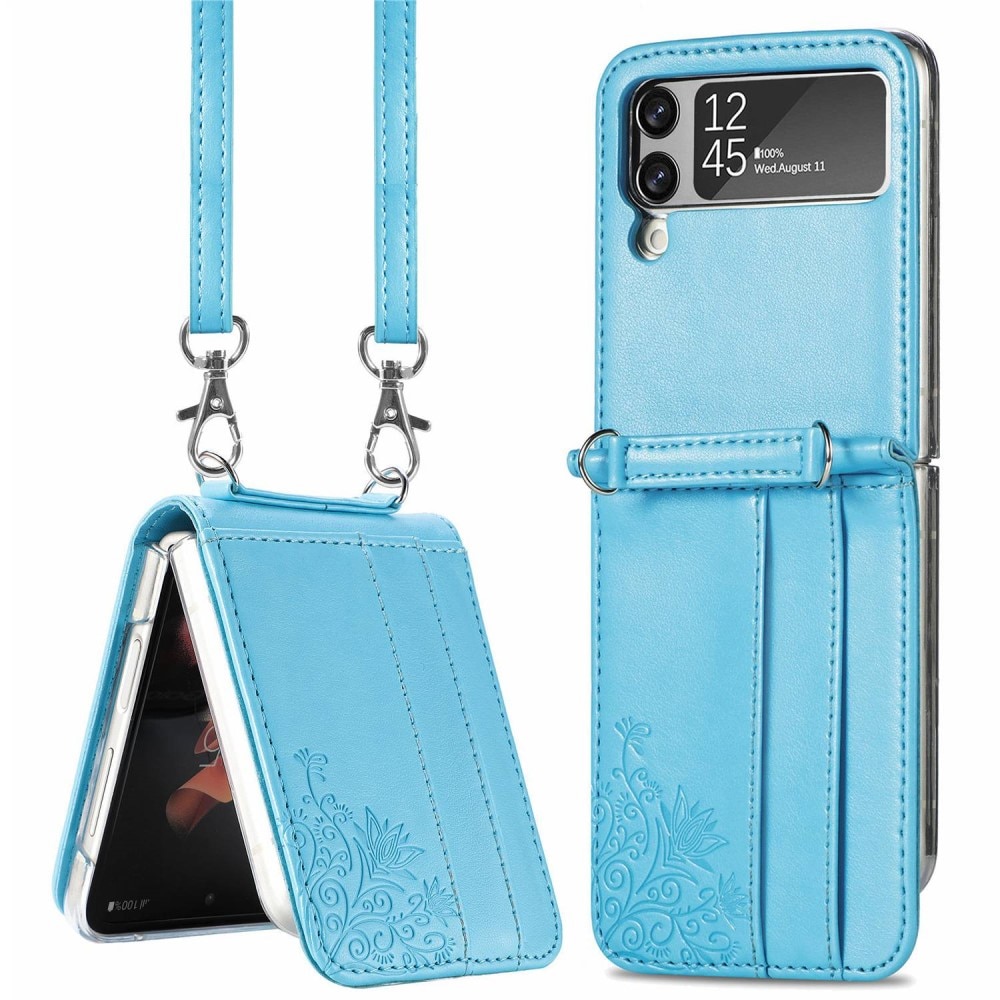 Læderetui Sommerfugle Samsung Galaxy Z Flip 3 Blå