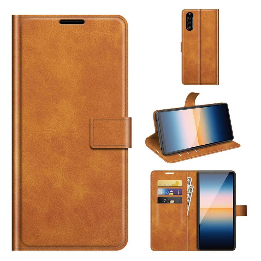 Leather Wallet Sony Xperia 10 III Cognac