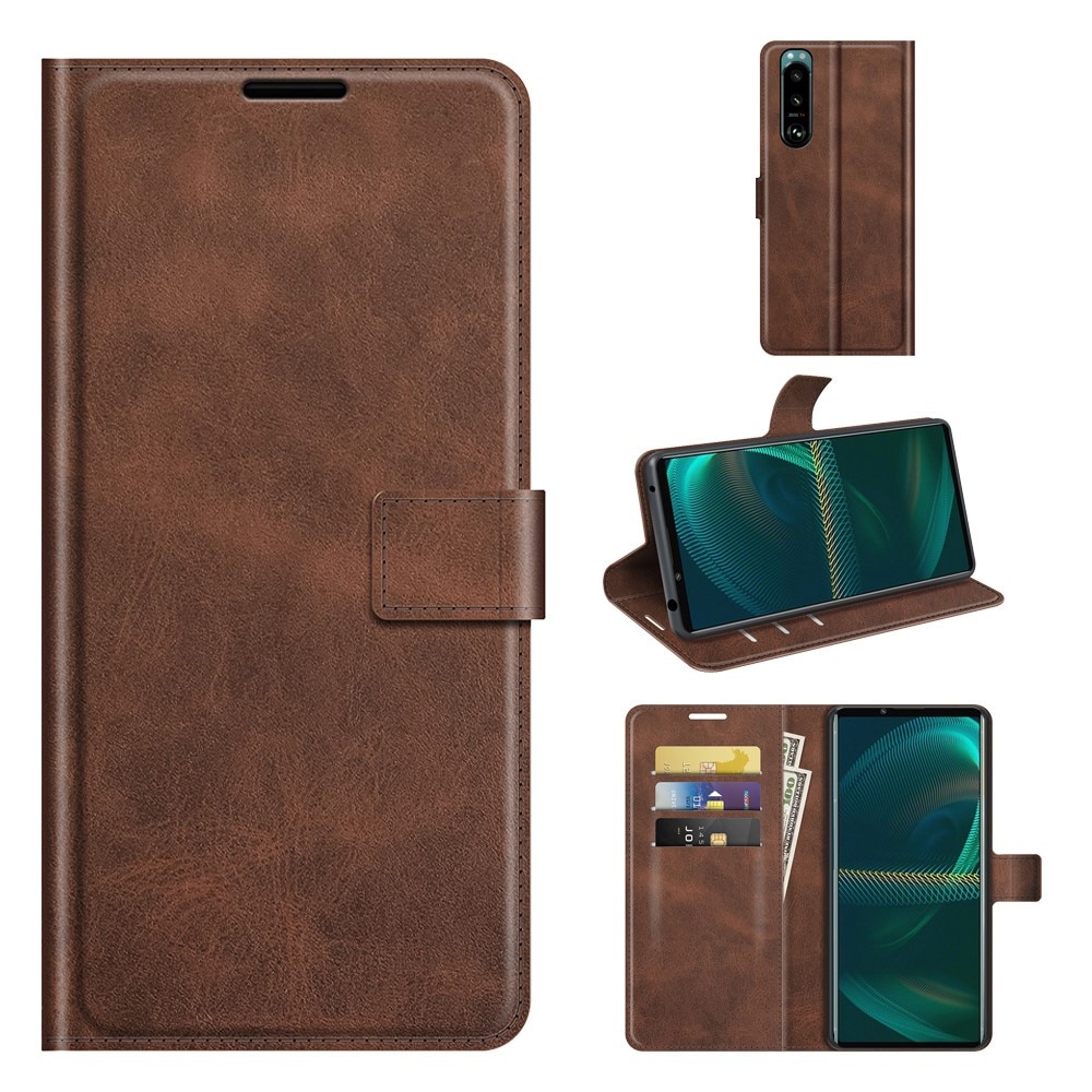 Leather Wallet Sony Xperia 5 III Brown
