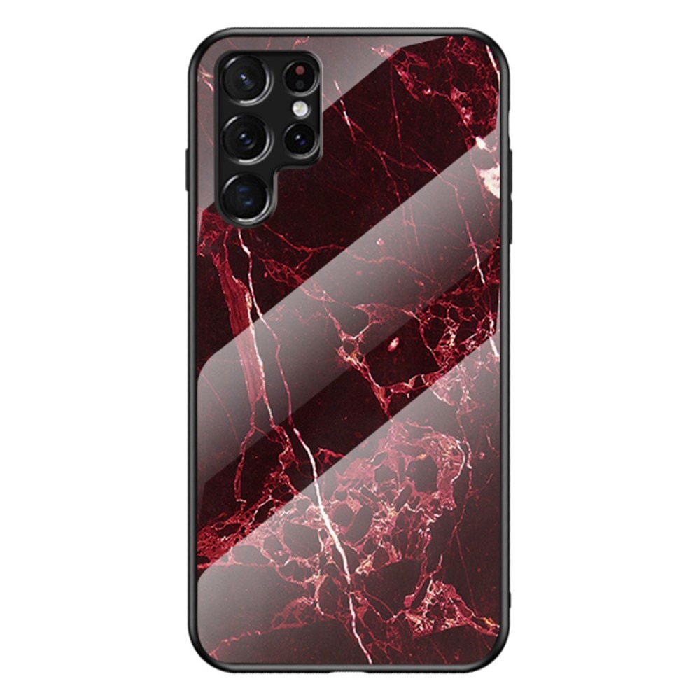 Cover Hærdet Glas Samsung Galaxy S22 Ultra rød marmor