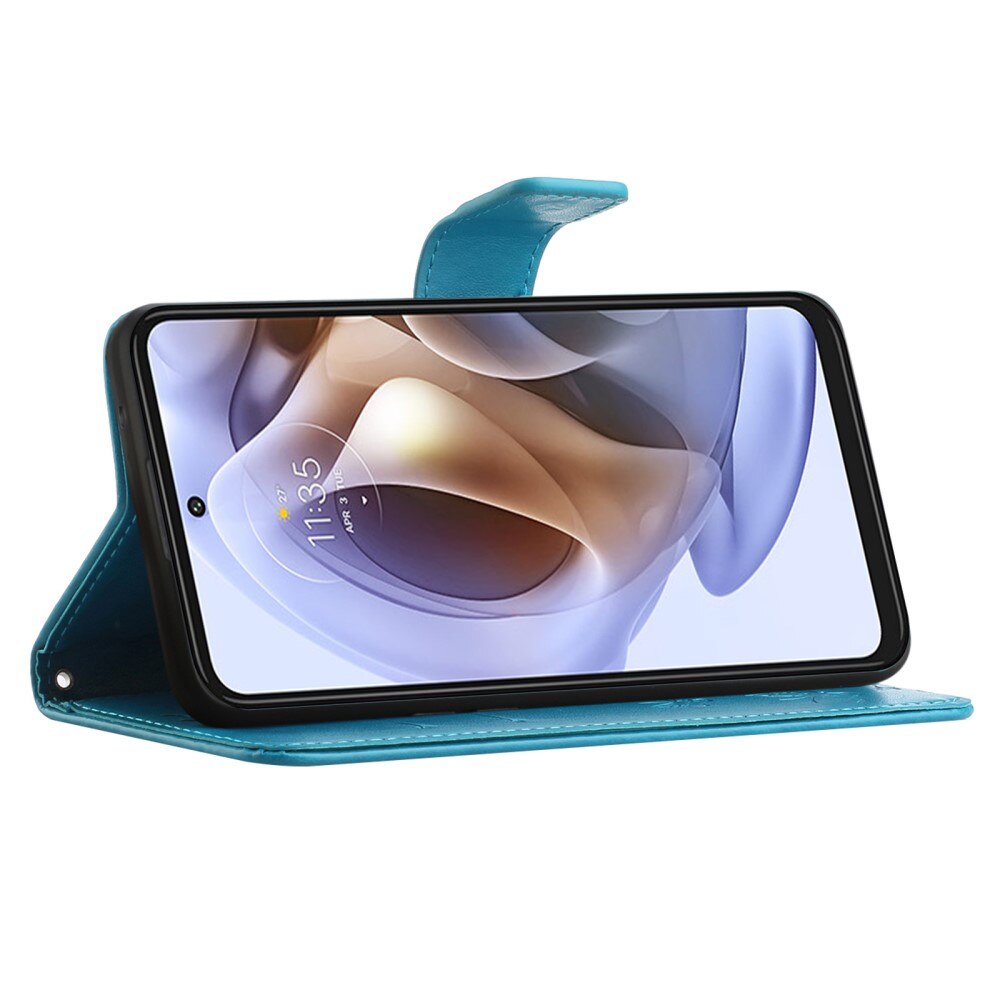Læderetui Sommerfugle Motorola Moto G31/Moto G41 Blå