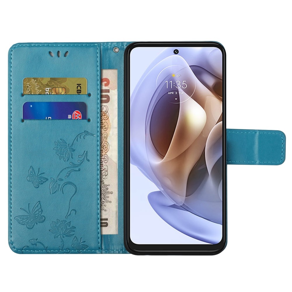 Læderetui Sommerfugle Motorola Moto G31/Moto G41 Blå