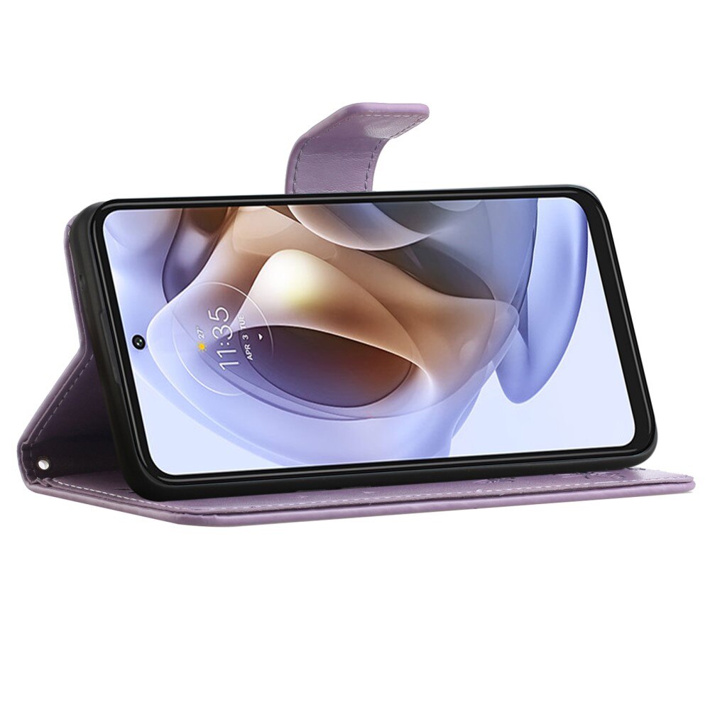Læderetui Sommerfugle Motorola Moto G31/Moto G41 Lilla