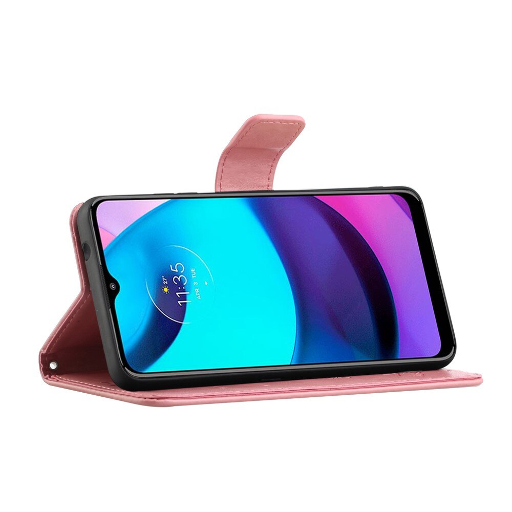 Læderetui Sommerfugle Motorola Moto E20/Moto E40 Lyserød