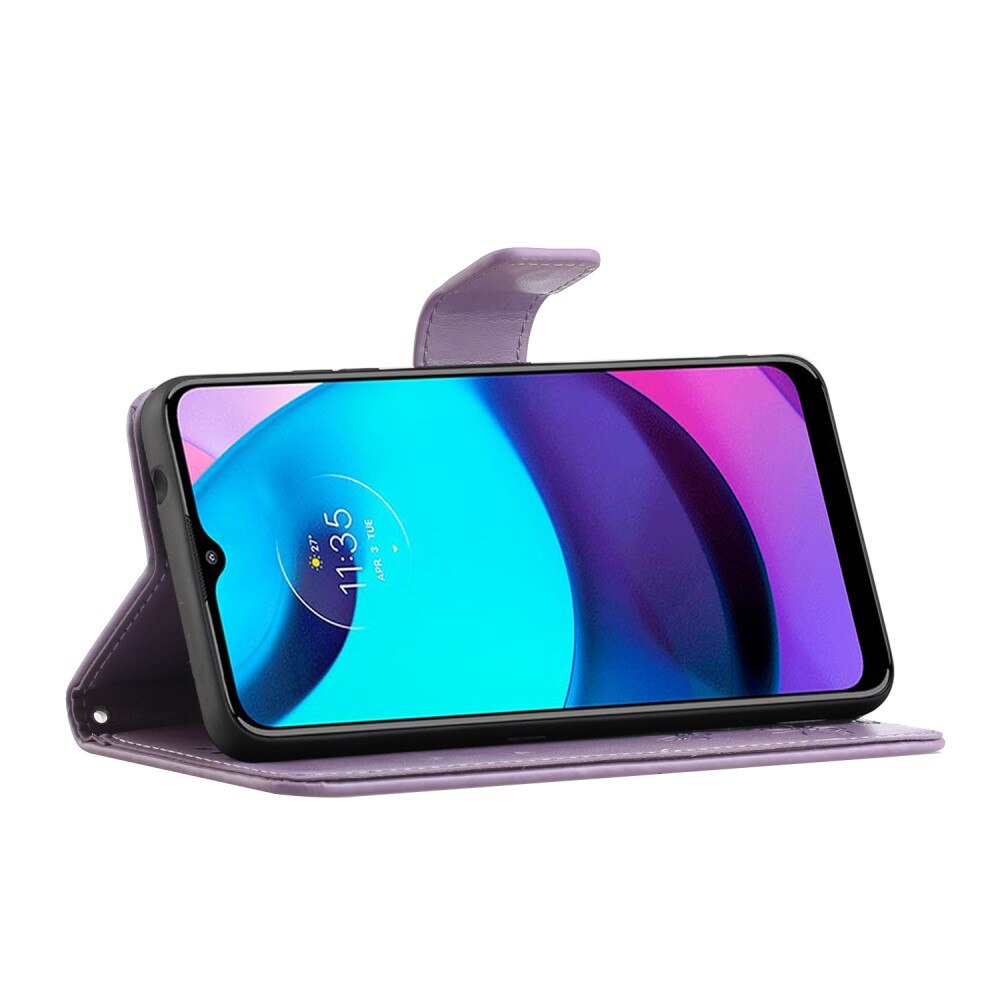 Læderetui Sommerfugle Motorola Moto E20/Moto E40 Lilla
