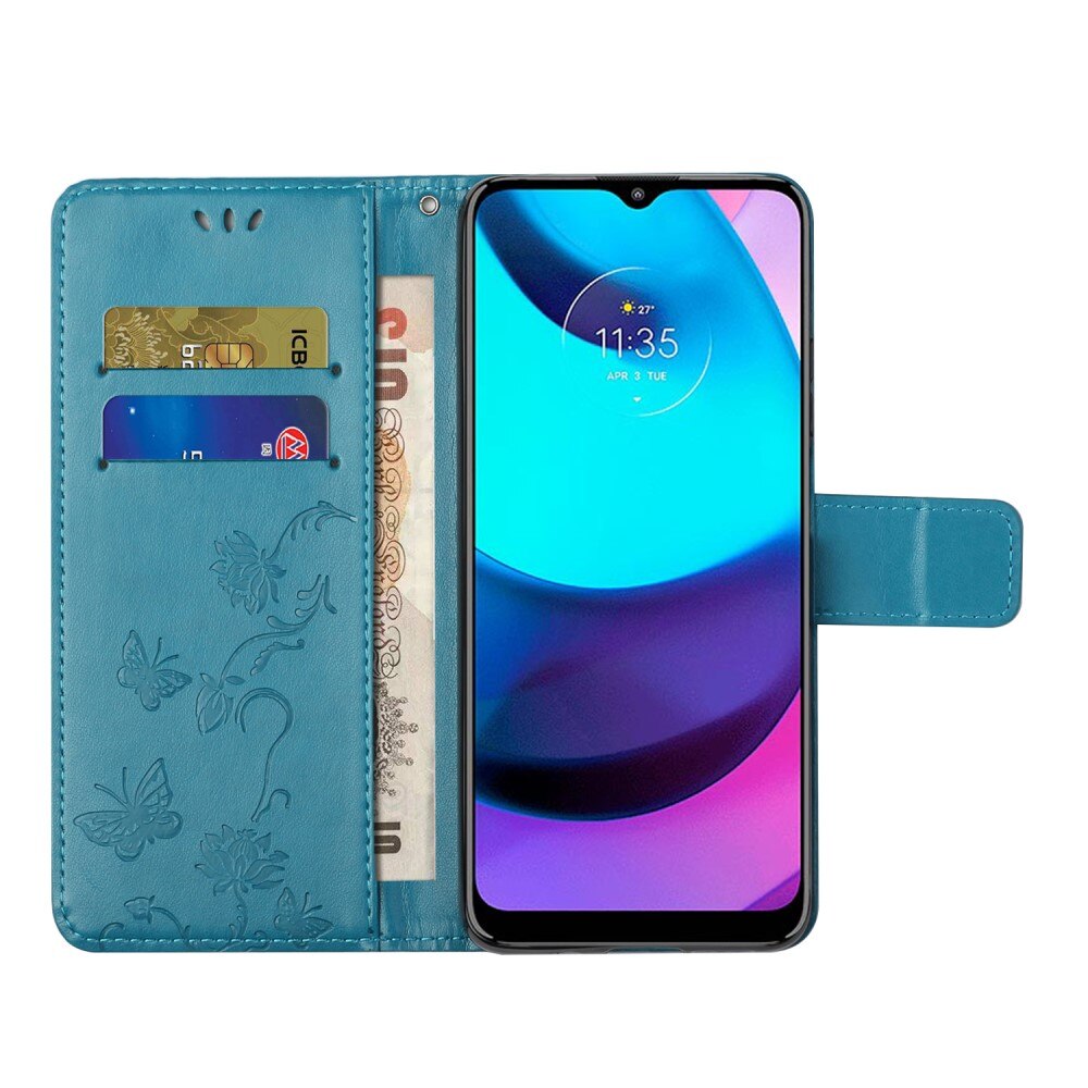 Læderetui Sommerfugle Motorola Moto E20/Moto E40 Blå