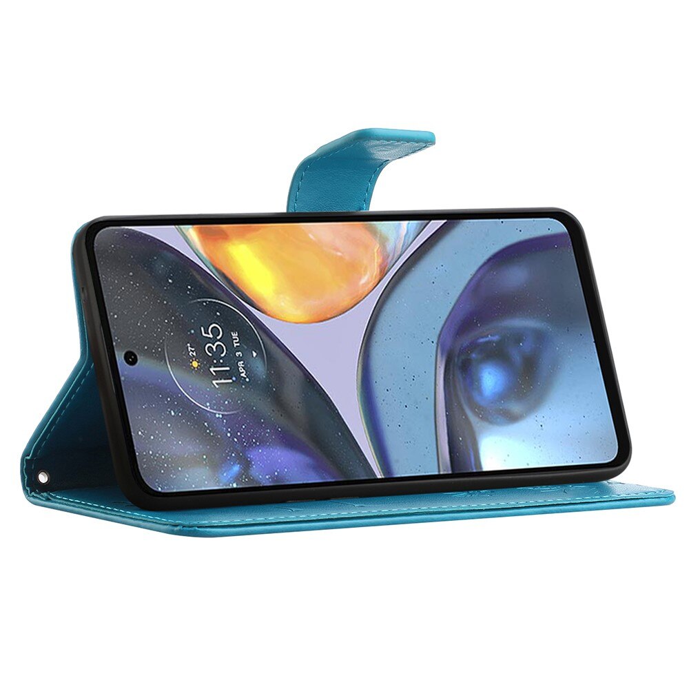 Læderetui Sommerfugle Motorola Moto G22 Blå