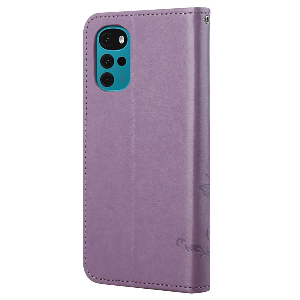 Læderetui Sommerfugle Motorola Moto G22 Lilla