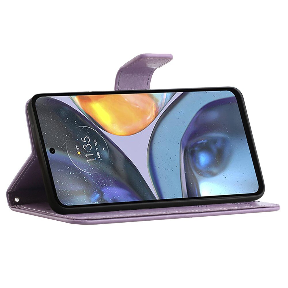 Læderetui Sommerfugle Motorola Moto G22 Lilla