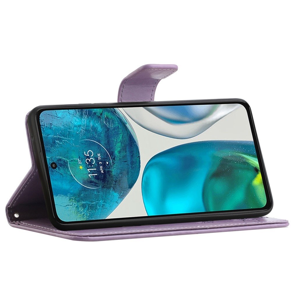 Læderetui Sommerfugle Motorola Moto G52 Lilla