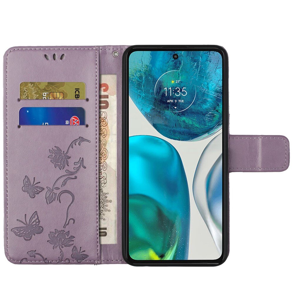 Læderetui Sommerfugle Motorola Moto G52 Lilla
