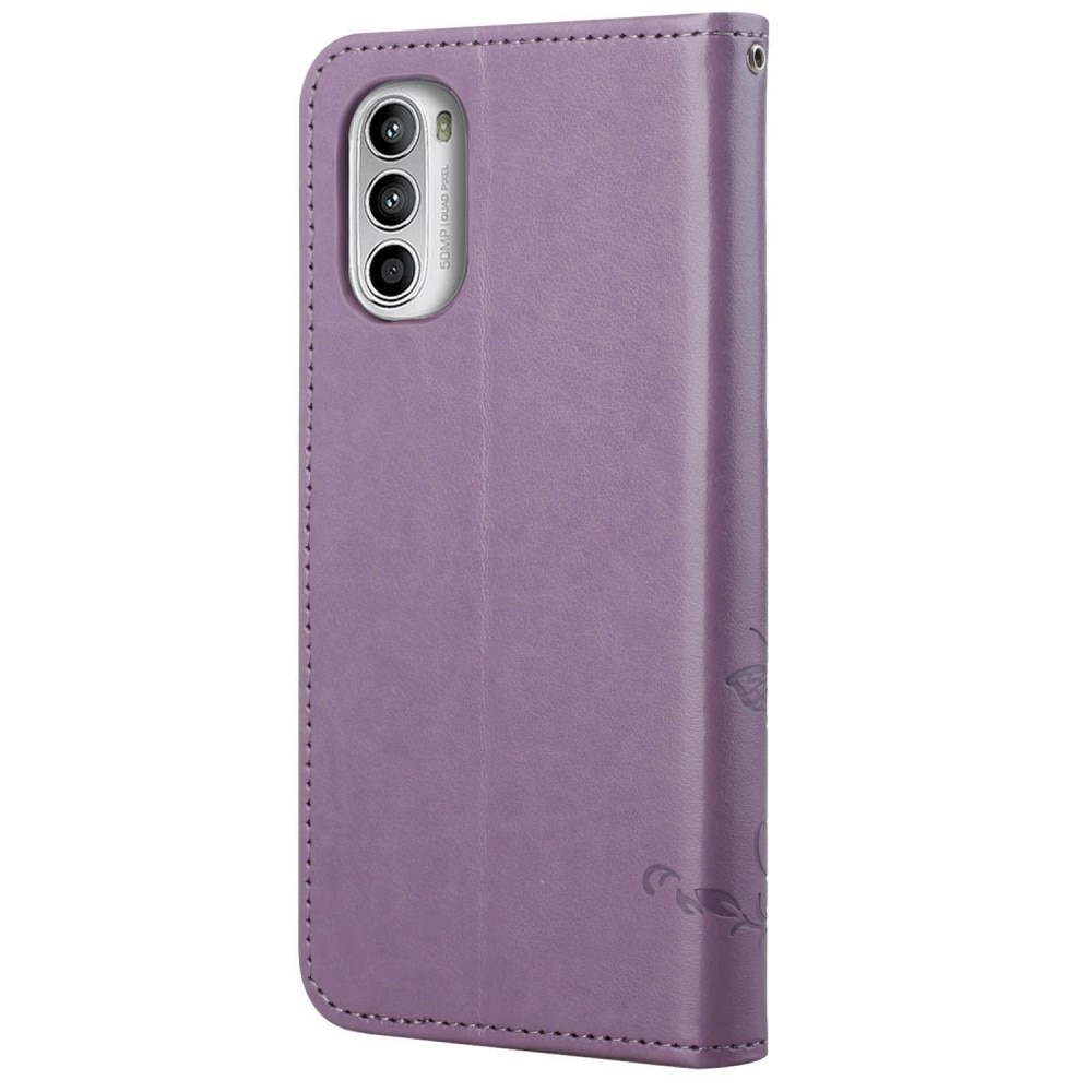 Læderetui Sommerfugle Motorola Moto G52 Lilla