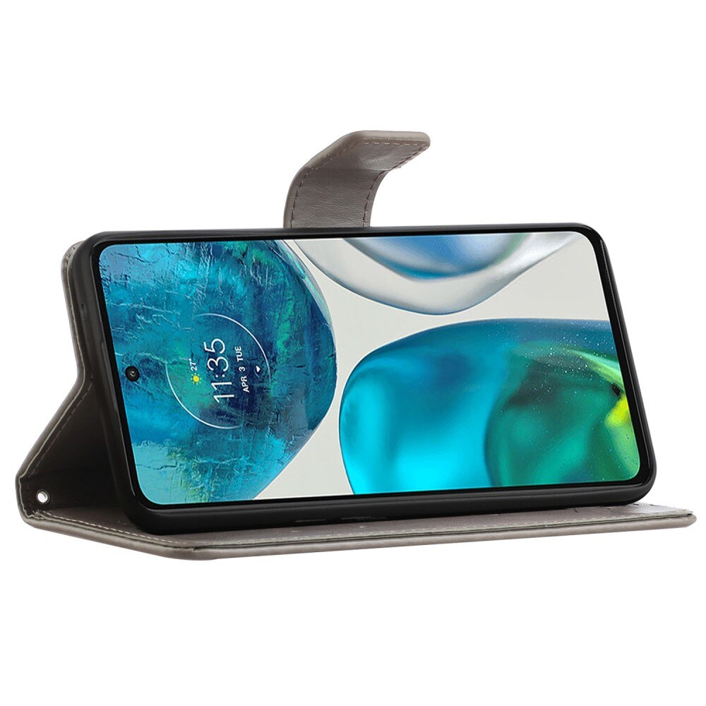 Læderetui Sommerfugle Motorola Moto G52 Grå