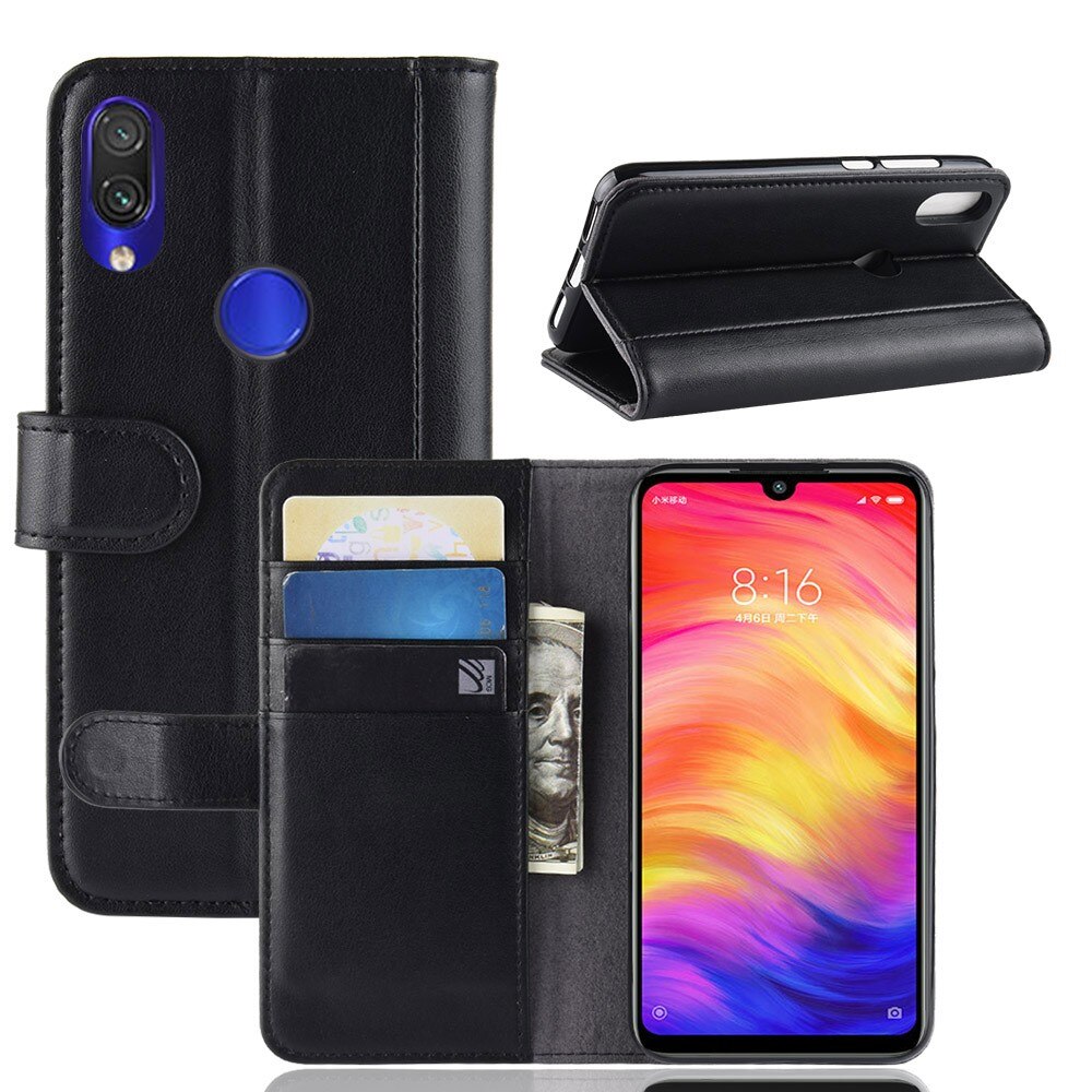 Ægte Læderetui Xiaomi Redmi Note 7 sort