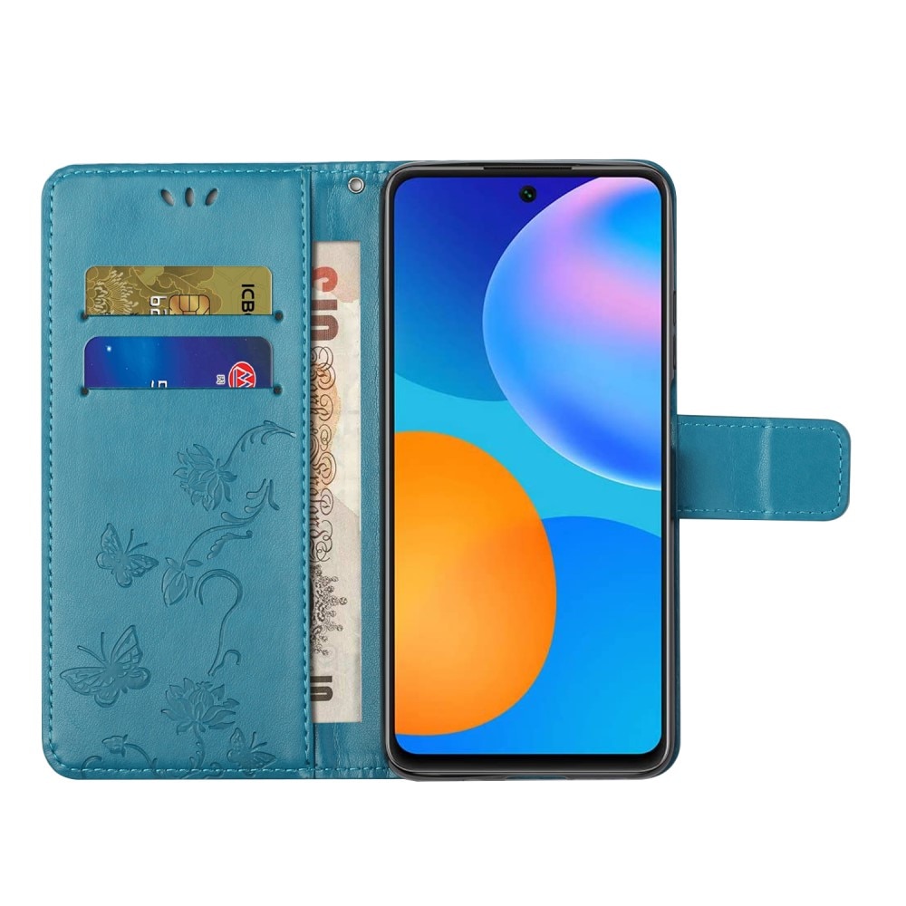 Læderetui Sommerfugle Xiaomi Redmi 10 blå