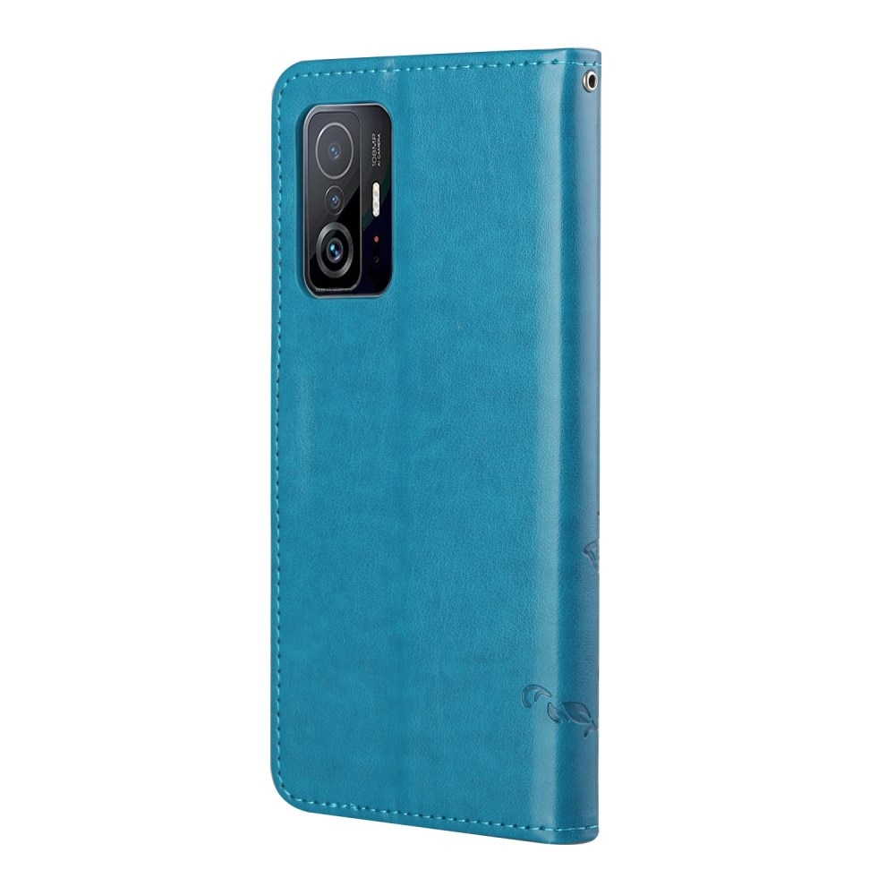 Læderetui Sommerfugle Xiaomi 11T/11T Pro Blå