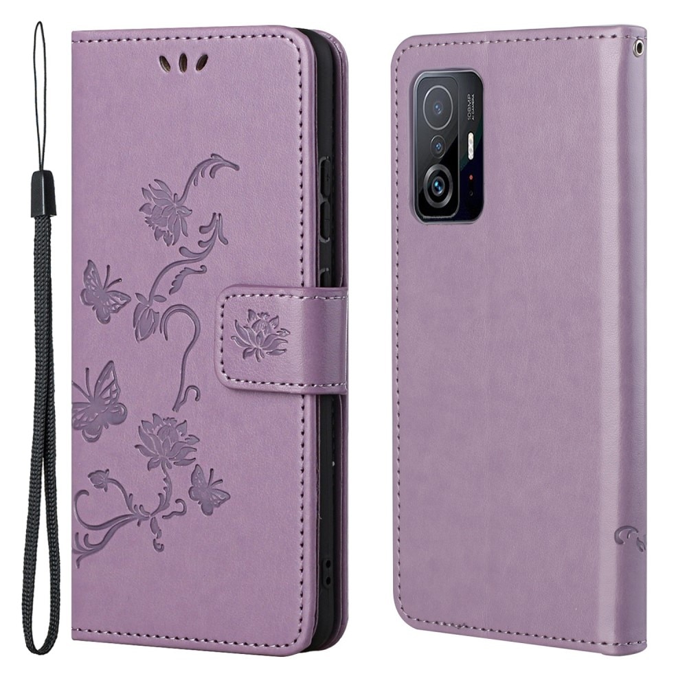 Læderetui Sommerfugle Xiaomi 11T/11T Pro Lilla