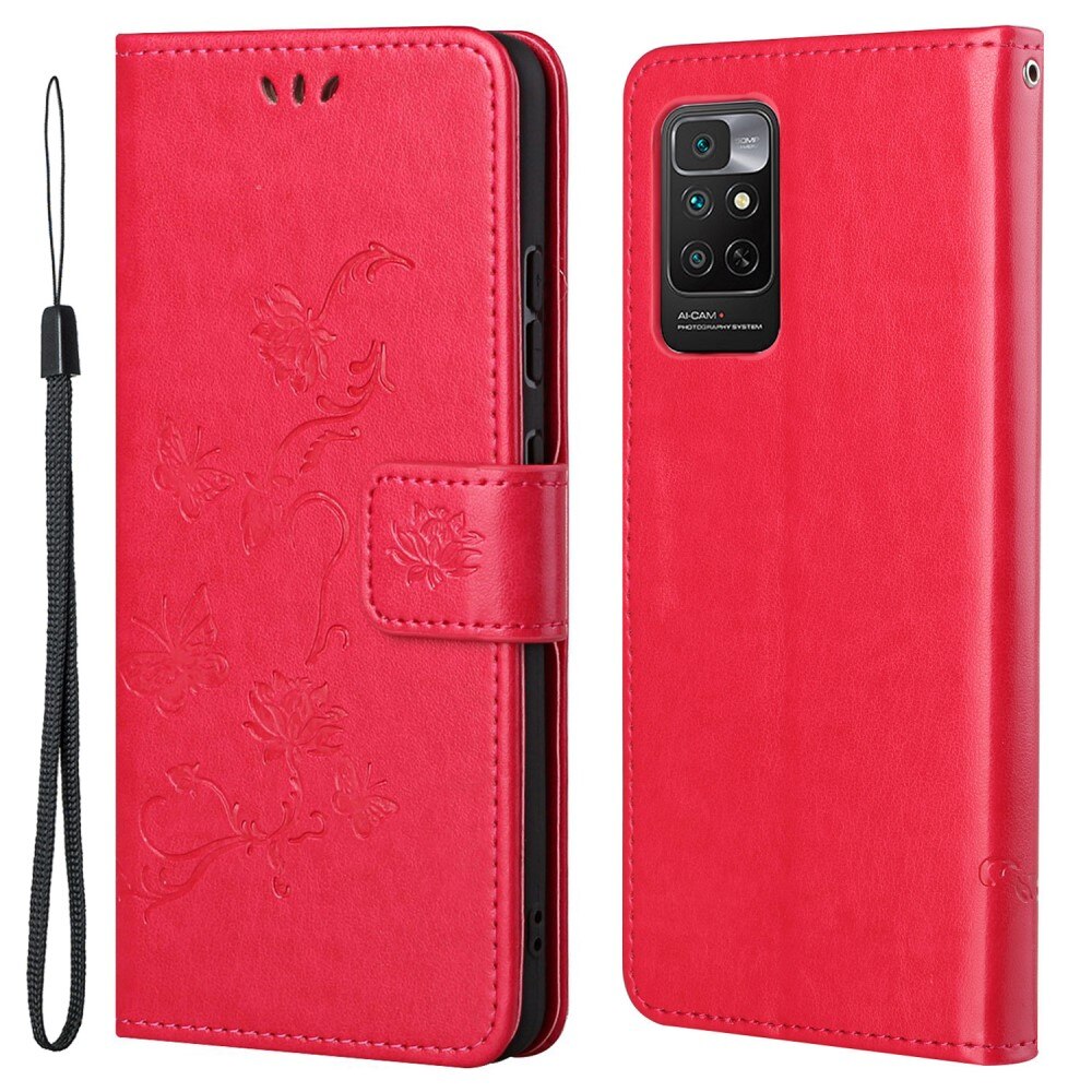 Læderetui Sommerfugle Xiaomi Redmi Note 11 Rød