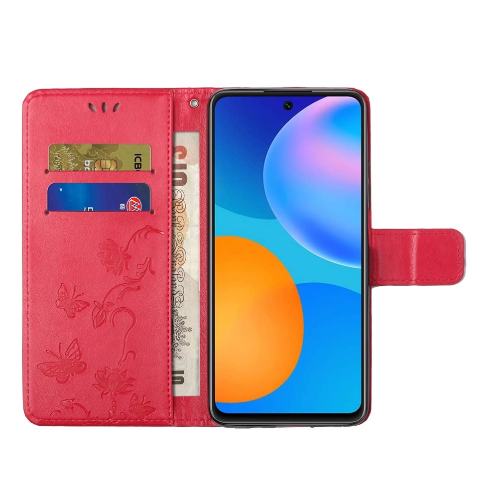 Læderetui Sommerfugle Xiaomi Redmi Note 11 rød