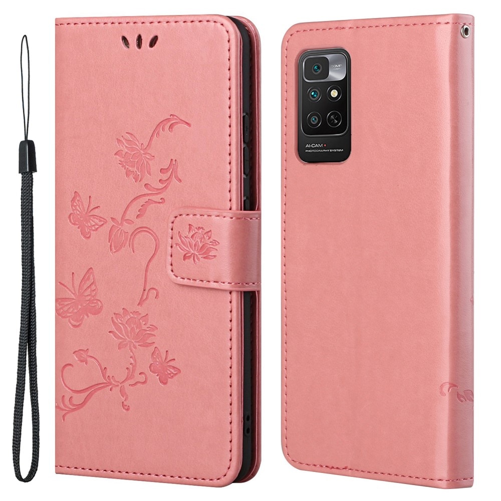 Læderetui Sommerfugle Xiaomi Redmi Note 11 Lyserød