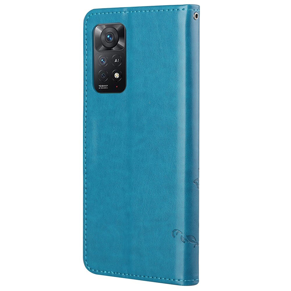 Læderetui Sommerfugle Xiaomi Redmi Note 11 Pro blå