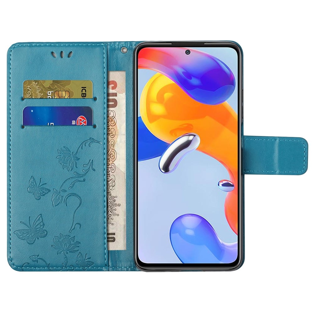Læderetui Sommerfugle Xiaomi Redmi Note 11 Pro blå