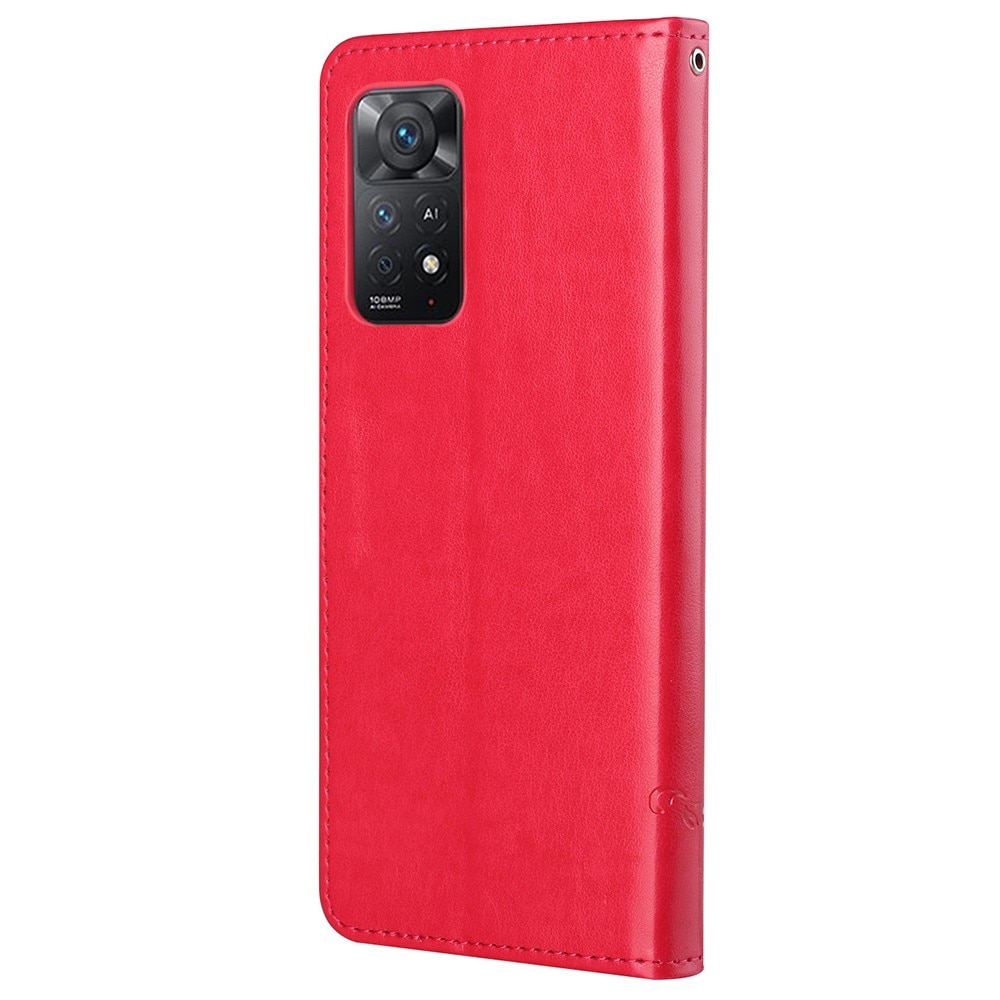 Læderetui Sommerfugle Xiaomi Redmi Note 11 Pro rød