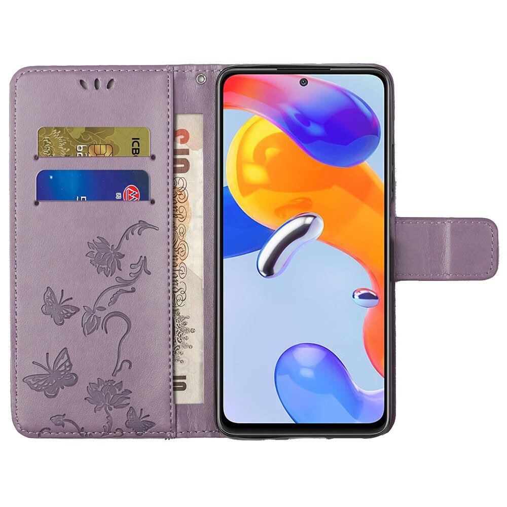 Læderetui Sommerfugle Xiaomi Redmi Note 11 Pro Lilla