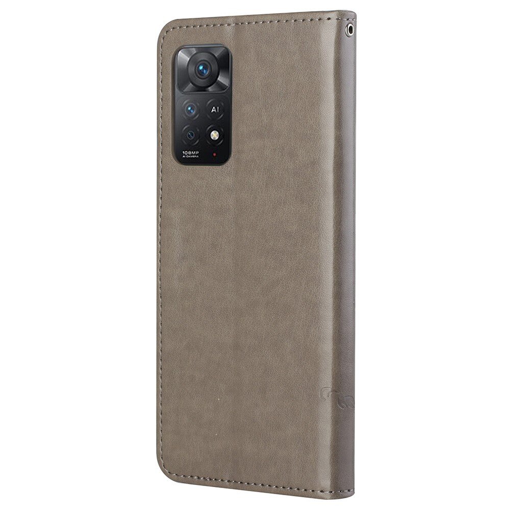 Læderetui Sommerfugle Xiaomi Redmi Note 11 Pro Grå
